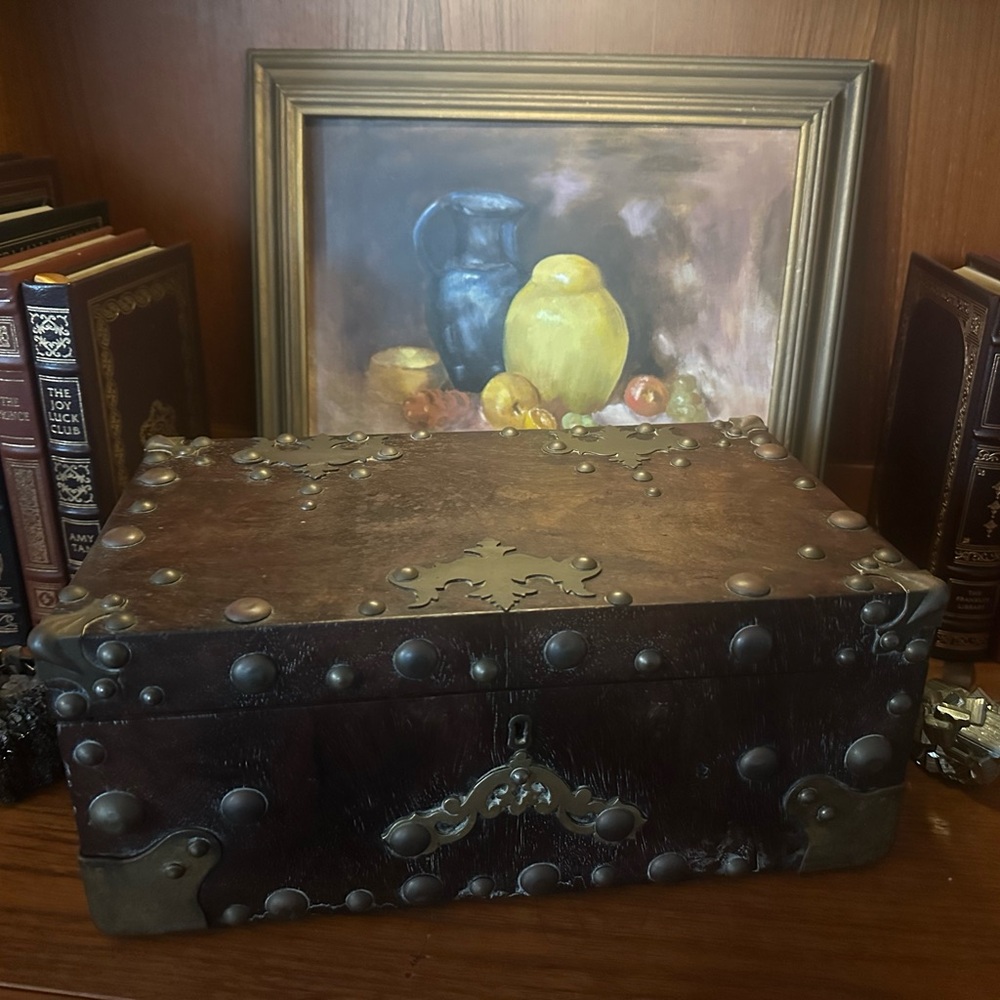 Vintage Style Wooden Chest with Metal Accents